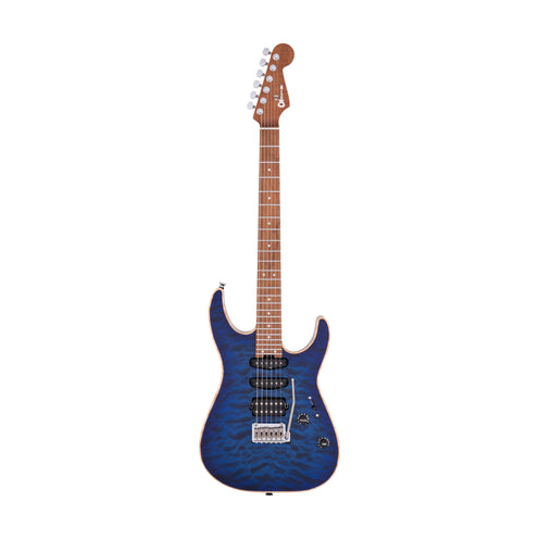Charvel USA Select DK24 HSS 2PT CM QM Electric Guitar, Caramelized Maple FB, Blue Burst