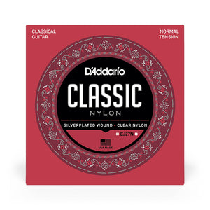 D'Addario EJ27N Student Nylon Classical Guitar Strings, Normal Tension, Clear/Silverplated Wound