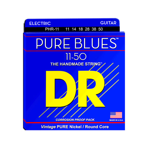 DR Strings PHR-11 Pure Blues Pure Nickel Electric Guitar Strings, Heavy, 11-50