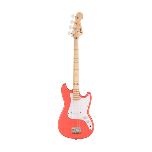 Squier Sonic Bronco Bass Guitar w/White Pickguard, Maple FB, Tahitian Coral (B-Stock)