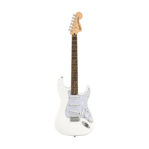 Squier FSR Affinity Series Stratocaster Guitar w/White Pearloid Pickguard, Laurel FB, Arctic White