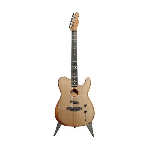 Fender American Acoustasonic Telecaster Guitar w/Bag, Ebony FB, Sonic Gray, US209XXXX