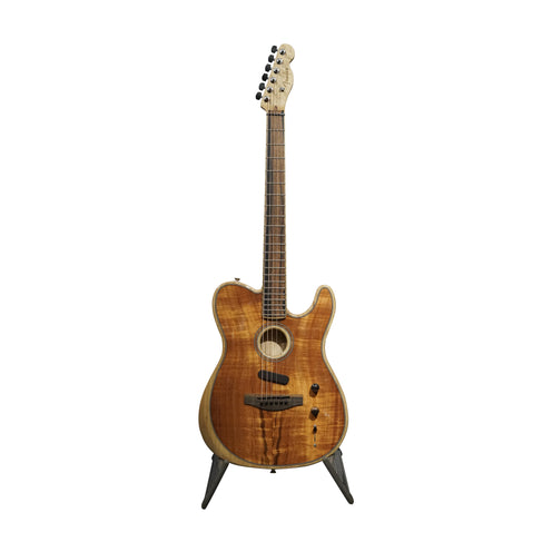 Fender American Acoustasonic Telecaster Exotic Guitar w/Bag, Ebony FB, Koa/Korina, US19XXXX