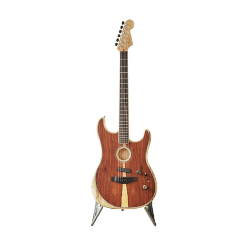 Fender Ltd Ed American Acoustasonic Stratocaster Gtr w/Bag, Ebony FB, Cocobolo/Wht Limba, US207XXXX