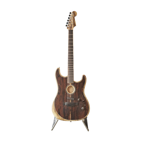 Fender Ltd Ed American Acoustasonic Stratocaster Gtr w/Bag, Ebony FB, Ziricote/Blk Limba, US208XXXX