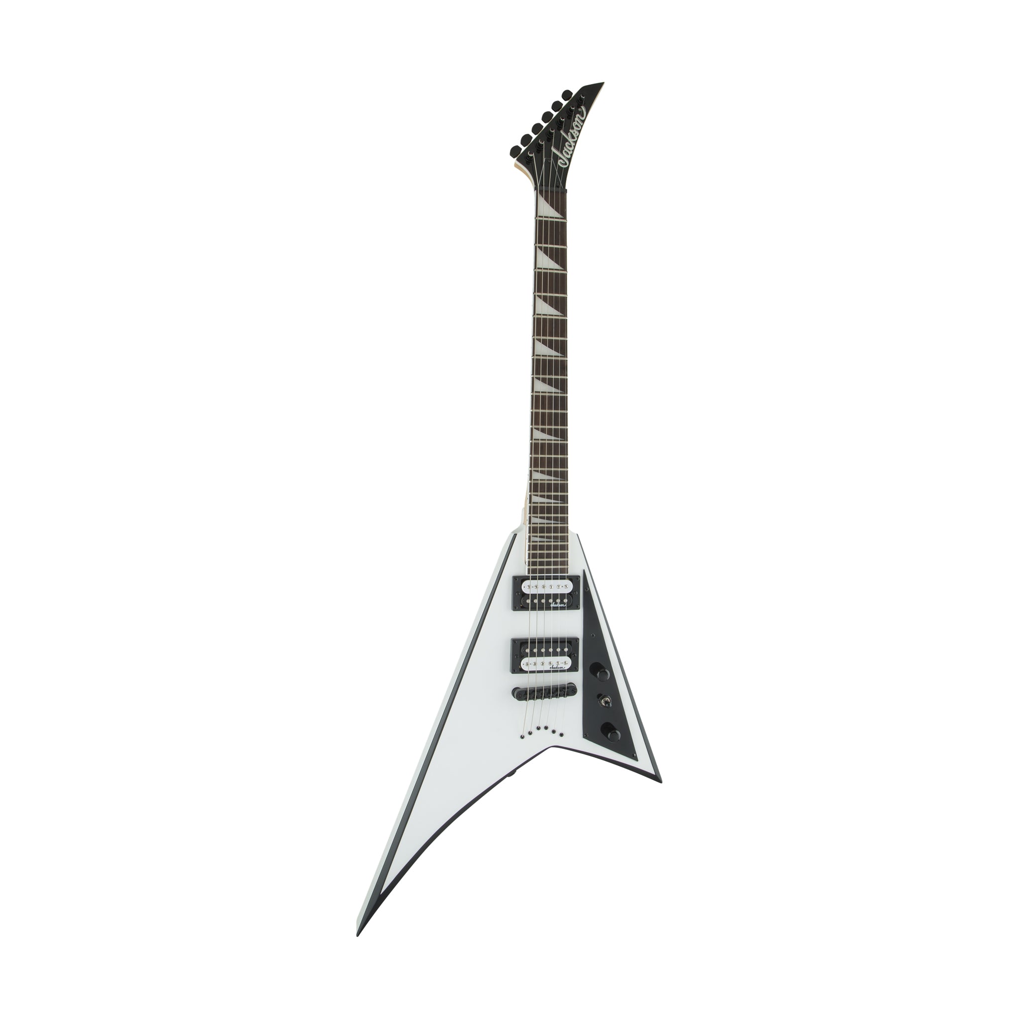 Jackson JS Series Rhoads JS32T Electric Guitar, Amaranth FB, White w/Black Bevels