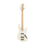 Squier Affinity Series Jazz Bass V 5-String Electric Bass Guitar, Maple FB, Olympic White