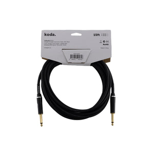 koda plus KIC15 Straight-Straight Instrument Cable, 15ft, Black