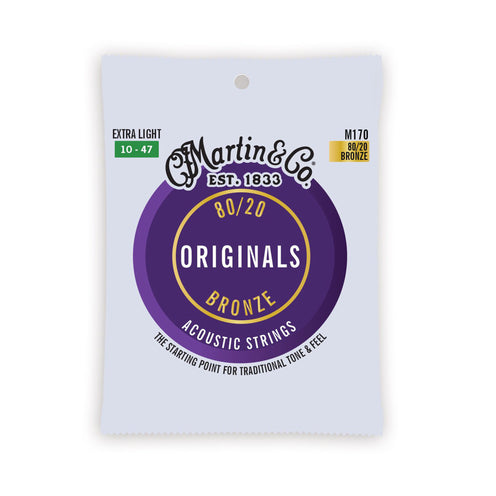 Martin M170 The Original 80/20 Bronze Acoustic Guitar Strings, Extra Light, 10-47