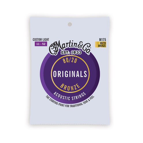 Martin M175 The Original 80/20 Bronze Acoustic Guitar Strings, Custom Light, 11-52