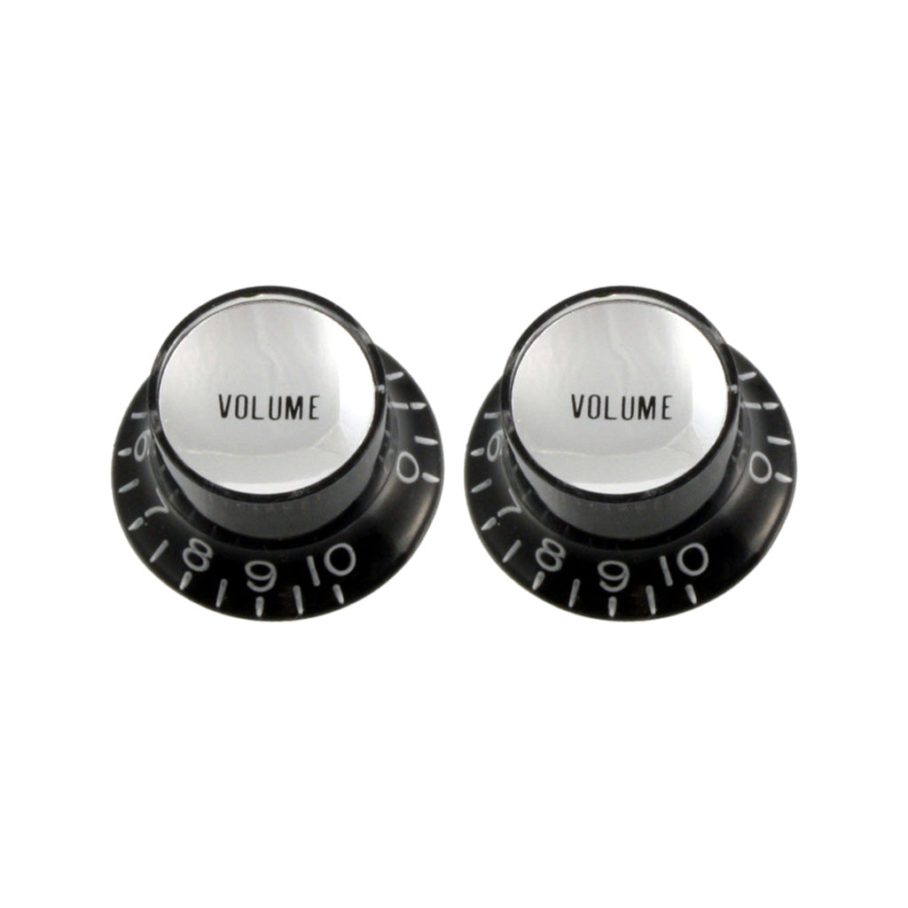 Allparts PK-0184 Volume Reflector Knobs, Black w/Silver, Set of 2