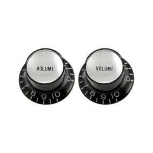 Allparts PK-0184 Volume Reflector Knobs, Black w/Silver, Set of 2