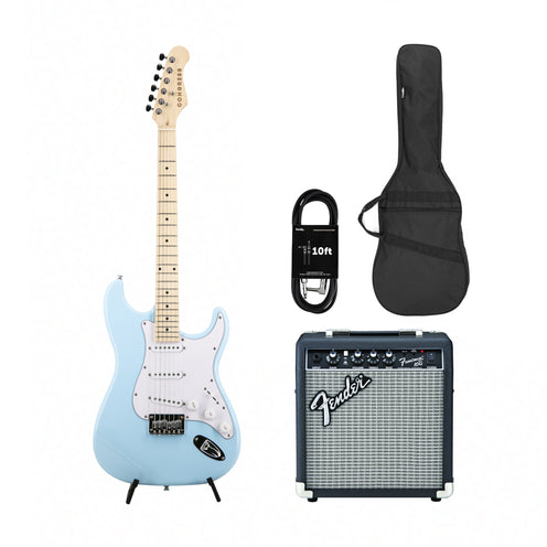 Congress CST100 MP HT Electric Guitar, Sonic Blue w/ Fender Frontman 10G EU Bundle