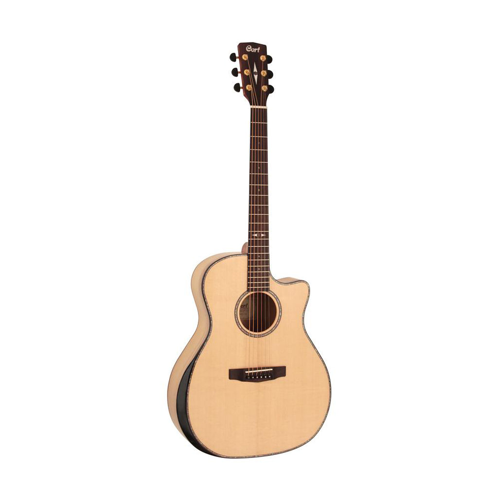 Cort Grand Regal GA-MY-BEVEL-NAT Bevel Myrtlewood Acoustic Guitar, Natural
