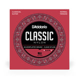 D'Addario EJ27N Student Nylon Classical Guitar Strings, Normal Tension, Clear/Silverplated Wound