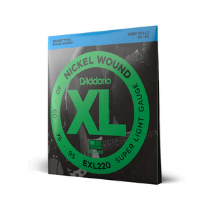 D'Addario EXL220 Nickel Wound Bass Guitar Strings, Super Light, 40-95, Long Scale