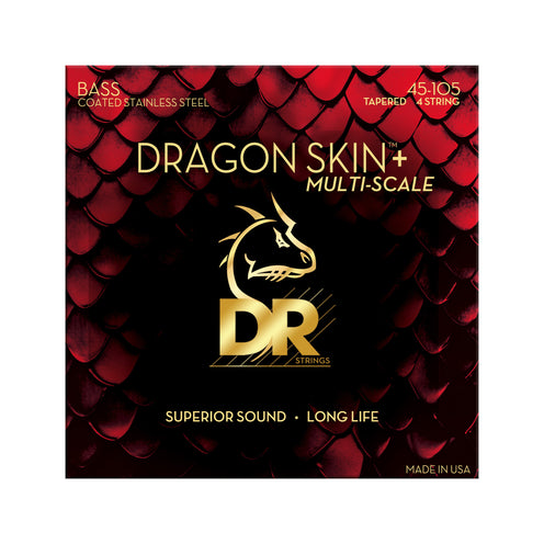 DR Strings DBS5M-45 Dragon Skin+ Multi-Scale Stainless Steel 4-String Bass Strings, Medium, 45-105
