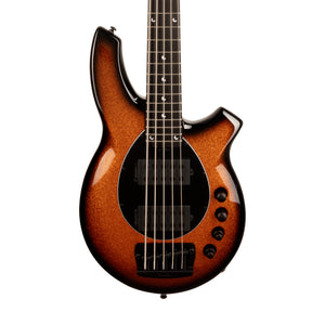 Ernie Ball Music Man Bongo 5 Bass Guitar, Ebony FB, Harvest Orange