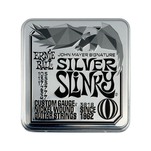 Ernie Ball John Mayer Silver Slinky Nickel Wound Electric Guitar Strings, 10.5-47, 3-Pack Tin