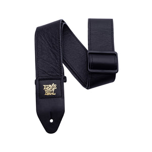 Ernie Ball Tri-Glide 2Inch Italian Leather Bass/Guitar Strap, Black