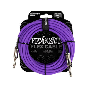 Ernie Ball 20ft Flex Straight to Straight Instrument Cable, Purple