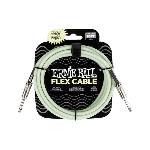 Ernie Ball 10FT Flex Straight to Straight Instrument Cable, Glow in Dark