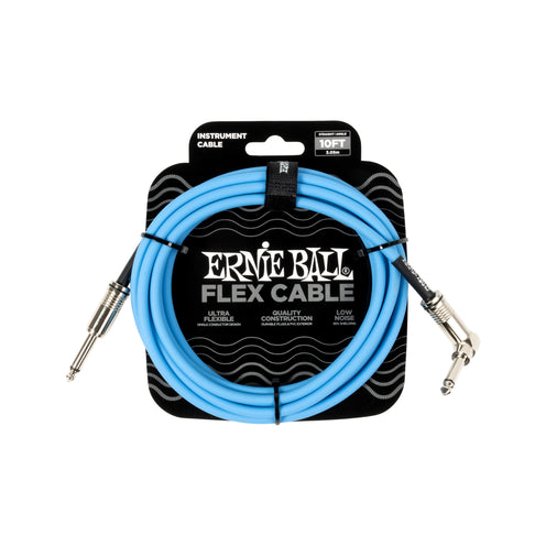 Ernie Ball P06464 10ft Straight/Angle Flex Instrument Cable, Blue