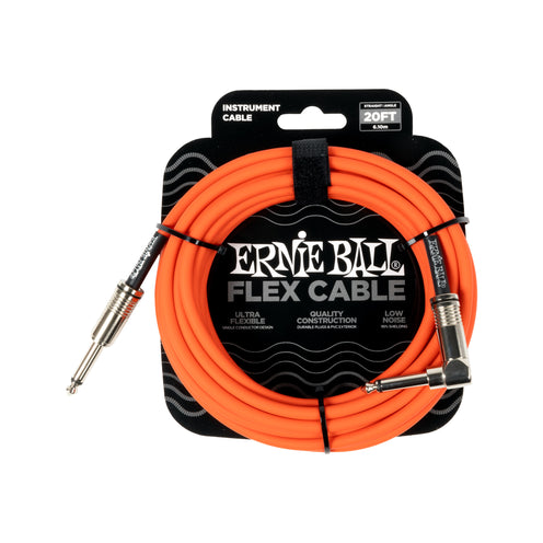 Ernie Ball P06467 20ft Straight/Angle Flex Instrument Cable, Orange