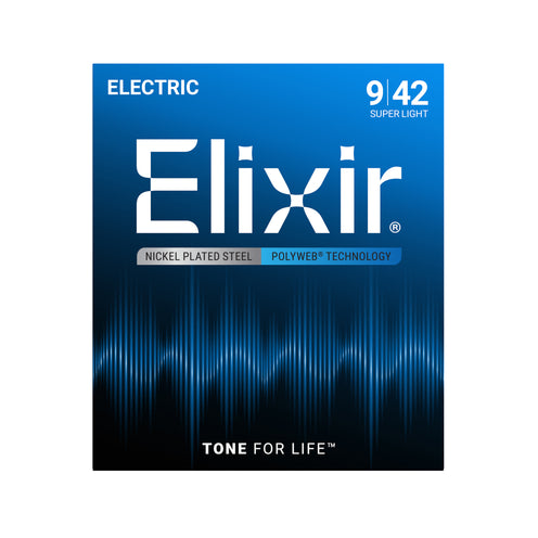 Elixir 12000 Polyweb Electric Guitar Strings, Super Light, 9-42