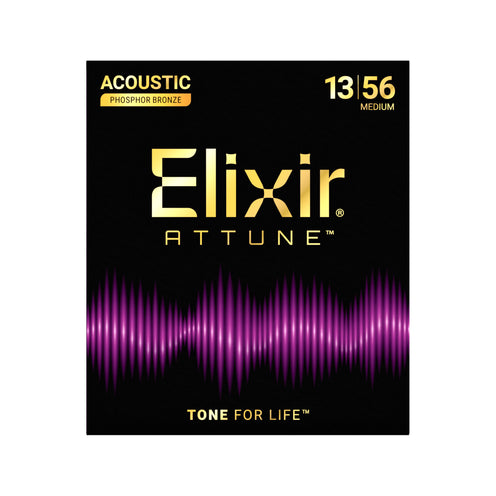 Elixir 21102 Attune Phosphor Bronze Acoustic Guitar Strings, Medium, 13-56
