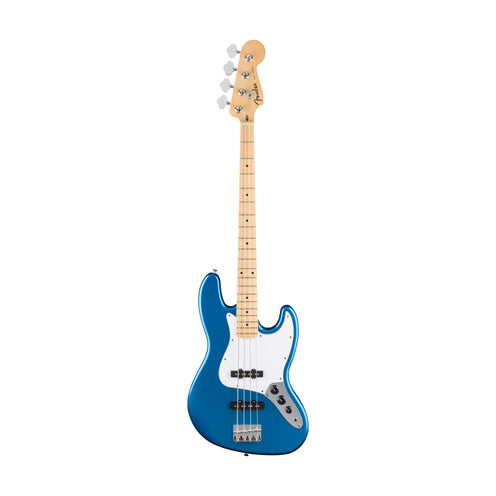 Fender Standard Jazz Bass Guitar w/White Pickguard, Maple FB, Aqua Marine Metallic