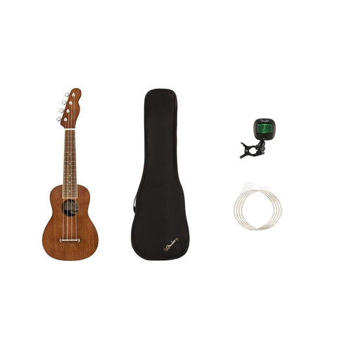 Fender Seaside Soprano Ukulele Pack, Walnut FB, Natural (B-Stock)