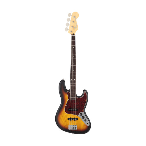 Fender MIJ Limited Jazz Bass Guitar, RW FB, Raw Ash 3-Color Sunburst