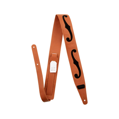 Gretsch F-Holes Leather Guitar Strap, Orange/Black