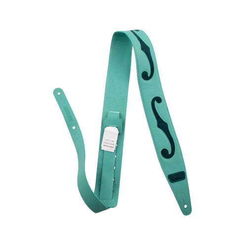 Gretsch F-Holes Leather Guitar Strap, Seafoam Green