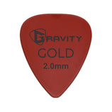 Gravity Colored Gold Traditional Teardrop Guitar Pick, 2.0mm Red