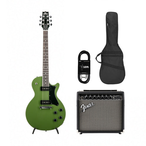 Heritage Ascent+ Collection H-137 Electric Guitar, Olive Drab w/ Fender Champion II 25 EU Bundle