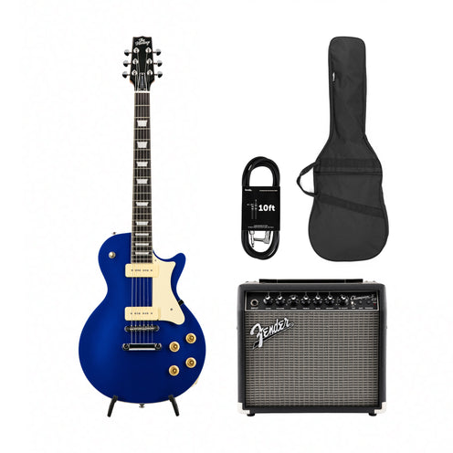 Heritage Ascent+ Collection H-150 P90 Electric Guitar, Midnight Blue w/ Fender Champion II 25 EU Bundle