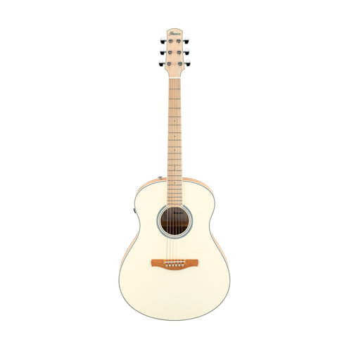 Ibanez AAM370M2E-APF Adv Acoustic Auditorium Guitar, Transparent Antique White Peach Fuzz Open Pore