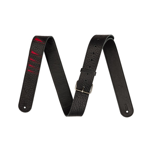 Jackson Shark Fin Leather Guitar Strap, Black/Red
