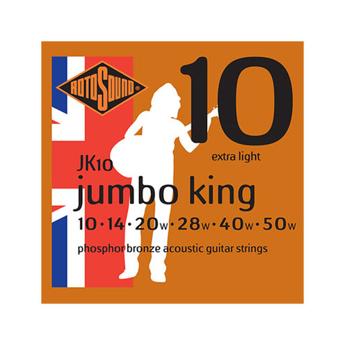 Rotosound JK10 Jumbo King Phosphor Bronze Acoustic Guitar Strings Set, 10-50