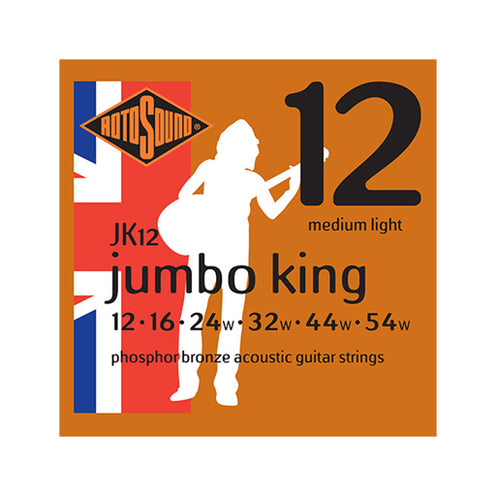 Rotosound JK12 Jumbo King Phosphor Bronze Acoustic Guitar Strings Set, 12-54