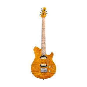 Sterling by Music Man AX3FM Axis Flame Maple Electric Guitar, Maple FB, Trans Gold
