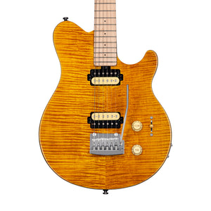 Sterling by Music Man AX3FM Axis Flame Maple Electric Guitar, Maple FB, Trans Gold