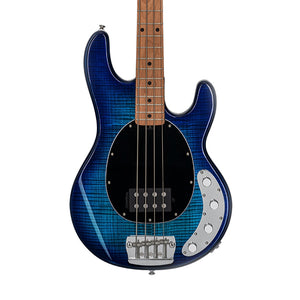 Sterling by Music Man Ray34 Flame Maple Top Bass Guitar, Neptune Blue