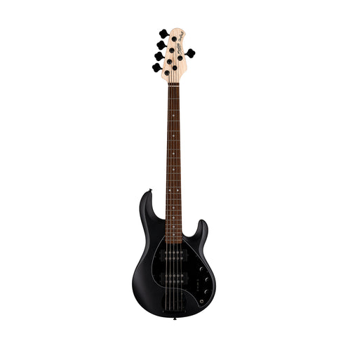 Sterling S.U.B Series Ray5 HH 5-String Electric Bass Guitar, Jatoba FB, Stealth Black