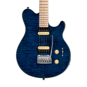 Sterling by Music Man AX3FM Axis Flame Maple Electric Guitar, Maple FB, Neptune Blue