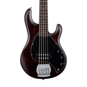 Sterling S.U.B Series RAY5 5-String Electric Bass Guitar, Jatoba FB, Walnut Satin