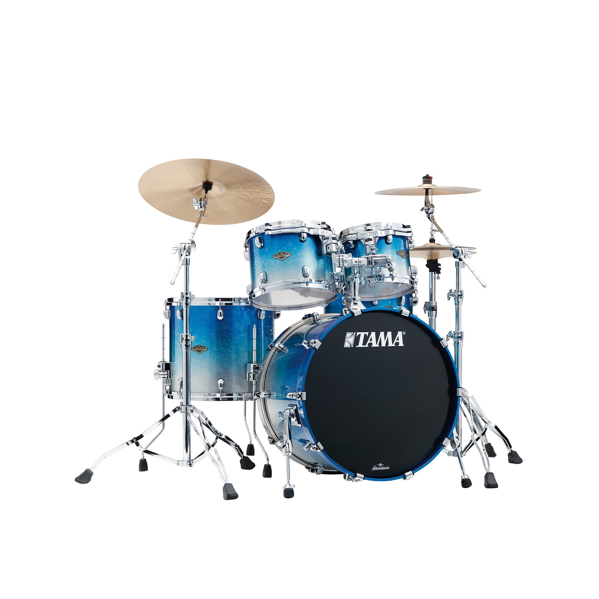 TAMA WBS42S-MBI Starclassic Walnut/Birch 4-Piece Drum Shell Kit, Molten Blue Ice Fade