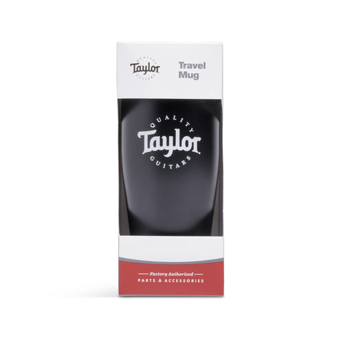 Taylor Travel Coffee Mug w/ White Logo, Black
